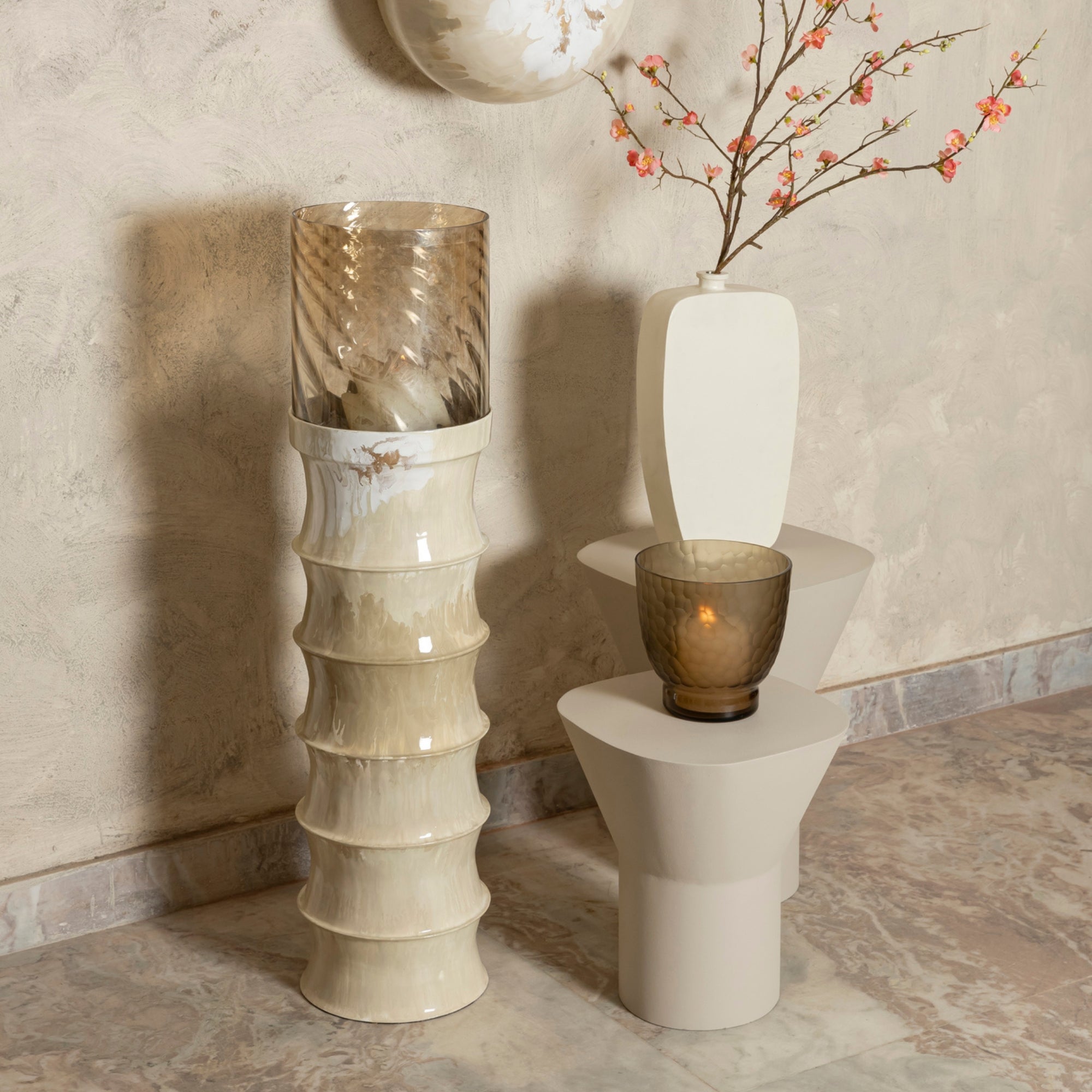 Windlicht Kaylyne Crème Emaille Medium PTMD