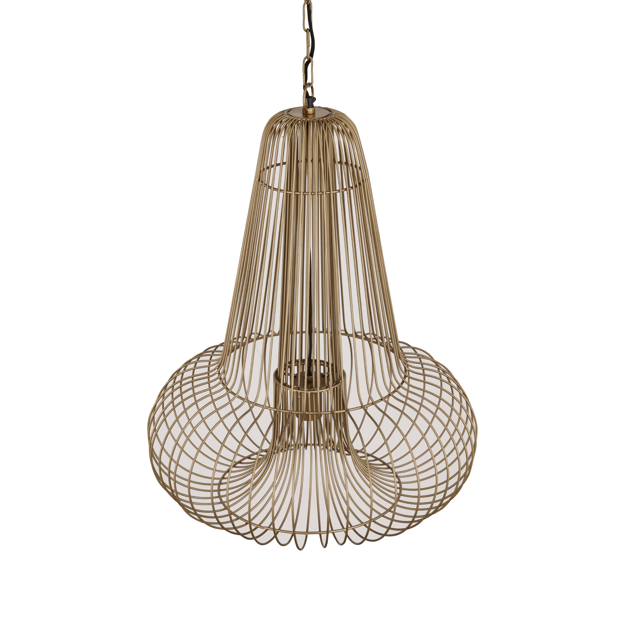 Aluesi Antique Brass Iron Wired Hanging Lamp PTMD - Hanglamp - PTMD - livinglovely.nl