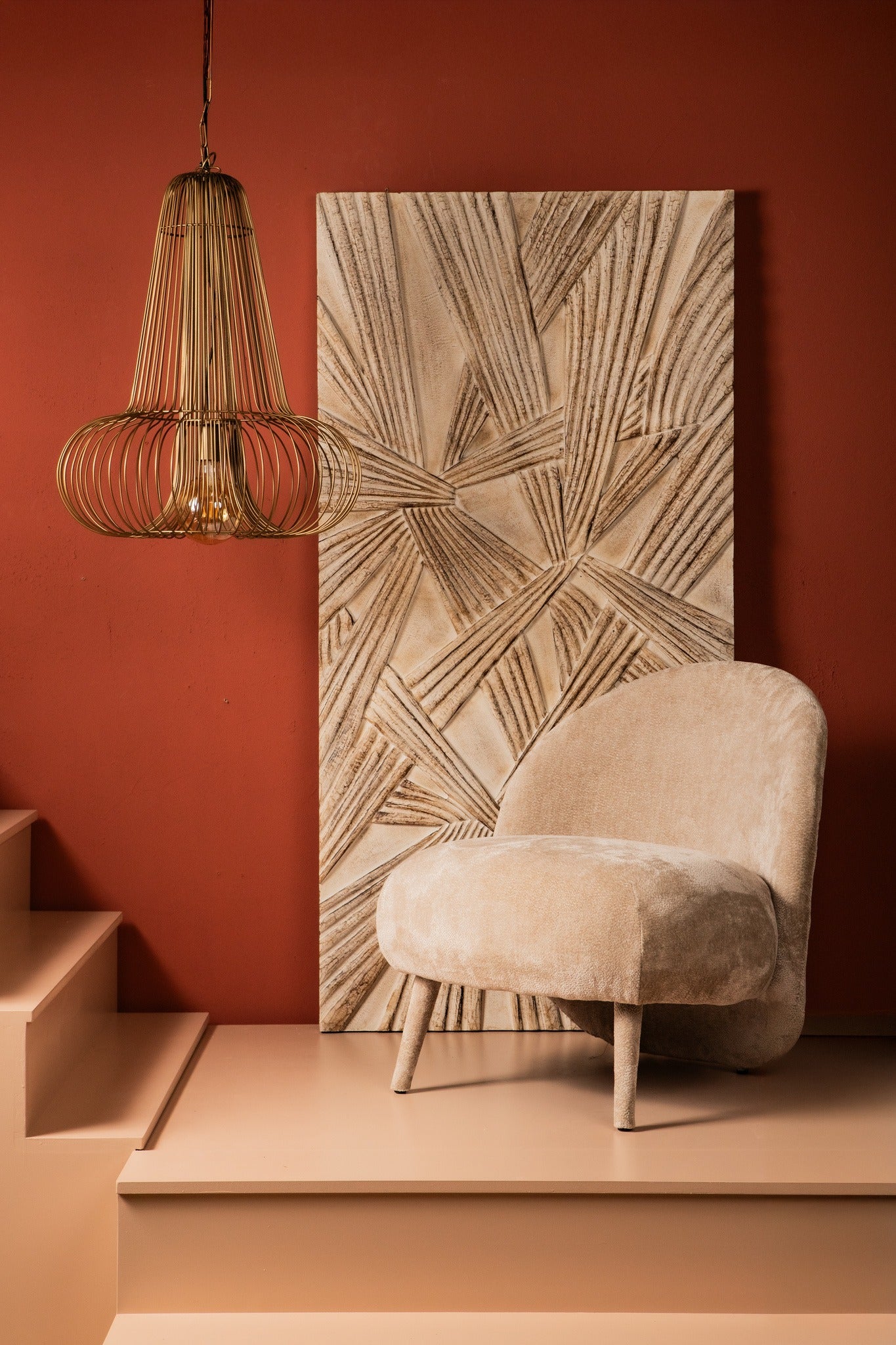 Aluesi Antique Brass Iron Wired Hanging Lamp PTMD - Hanglamp - PTMD - livinglovely.nl