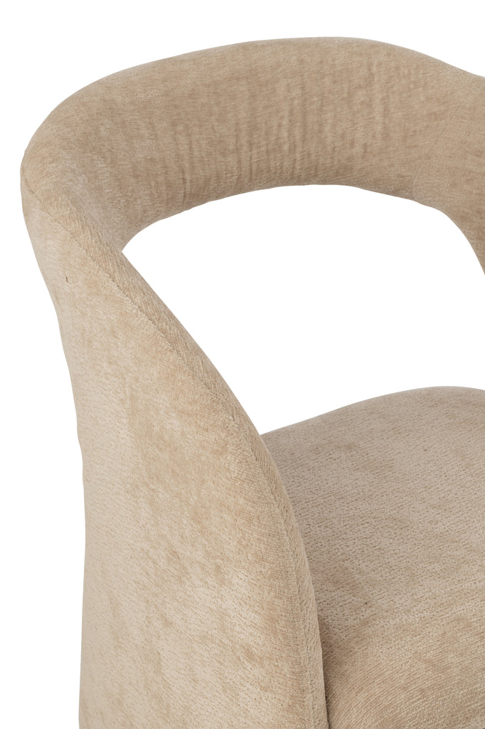 Anise Stoel Textiel Beige - Eetkamerstoel - J-Line - livinglovely.nl