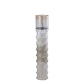 ARCHIVED: Kaylyne Cream Enamel Ribbed Stormlight W Glas M PTMD - Kandelaar - PTMD - livinglovely.nl