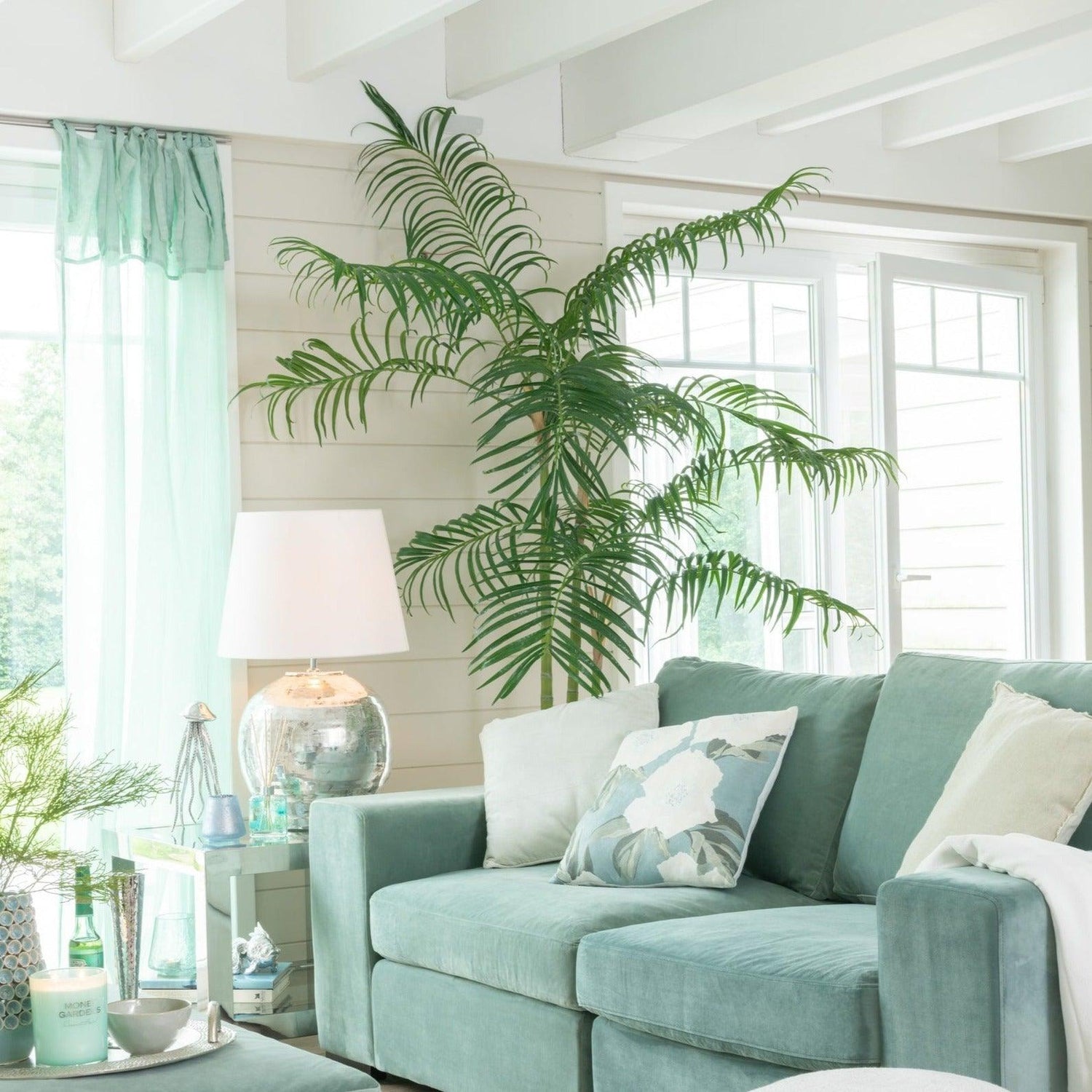 Bamboepalm In Pot Plastiek Groen/Zwart Small - Kunstplant - J-Line - livinglovely.nl