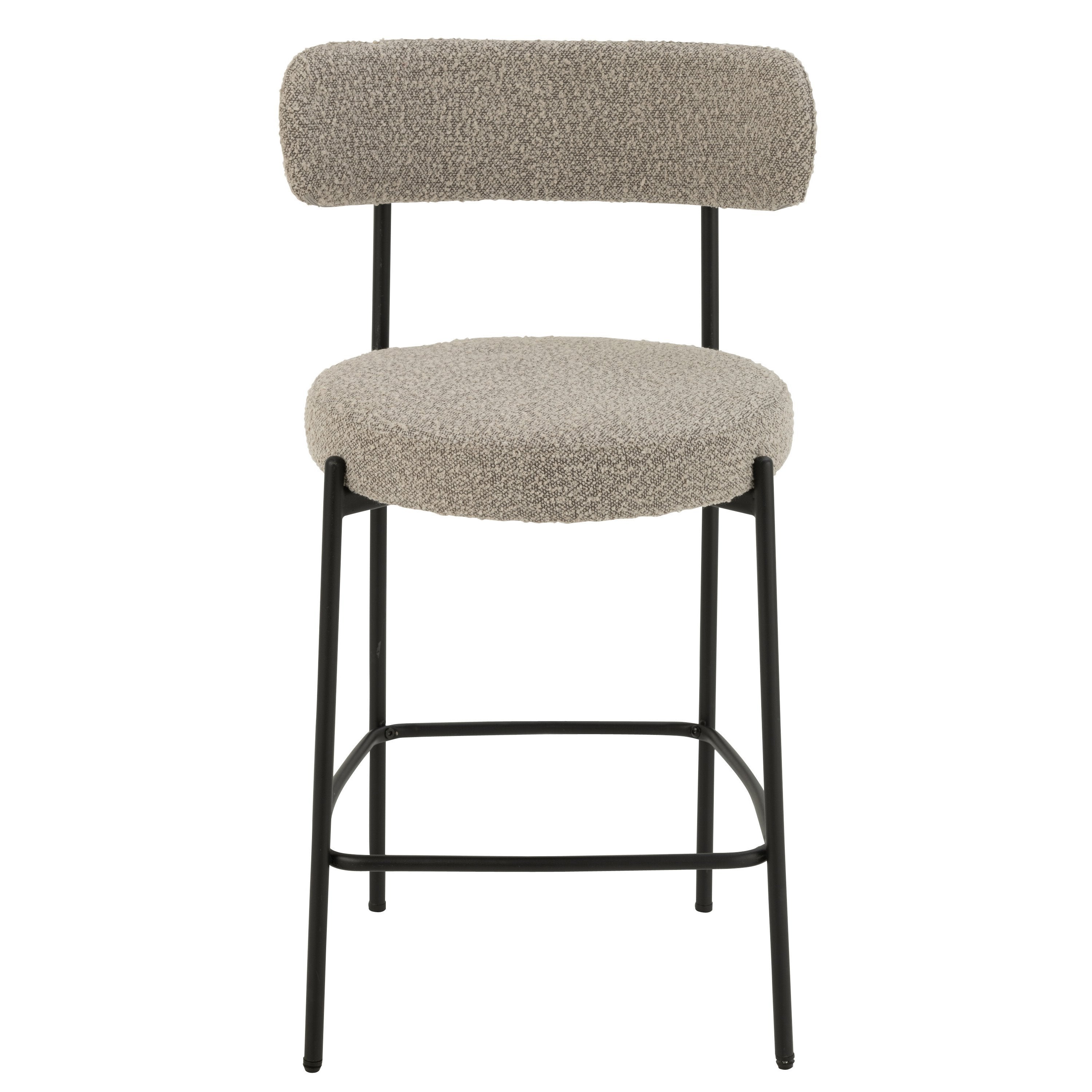 Barstoel Boucle Multiplex/Polyester Grijs/Zwart - Barkruk - J-Line - livinglovely.nl