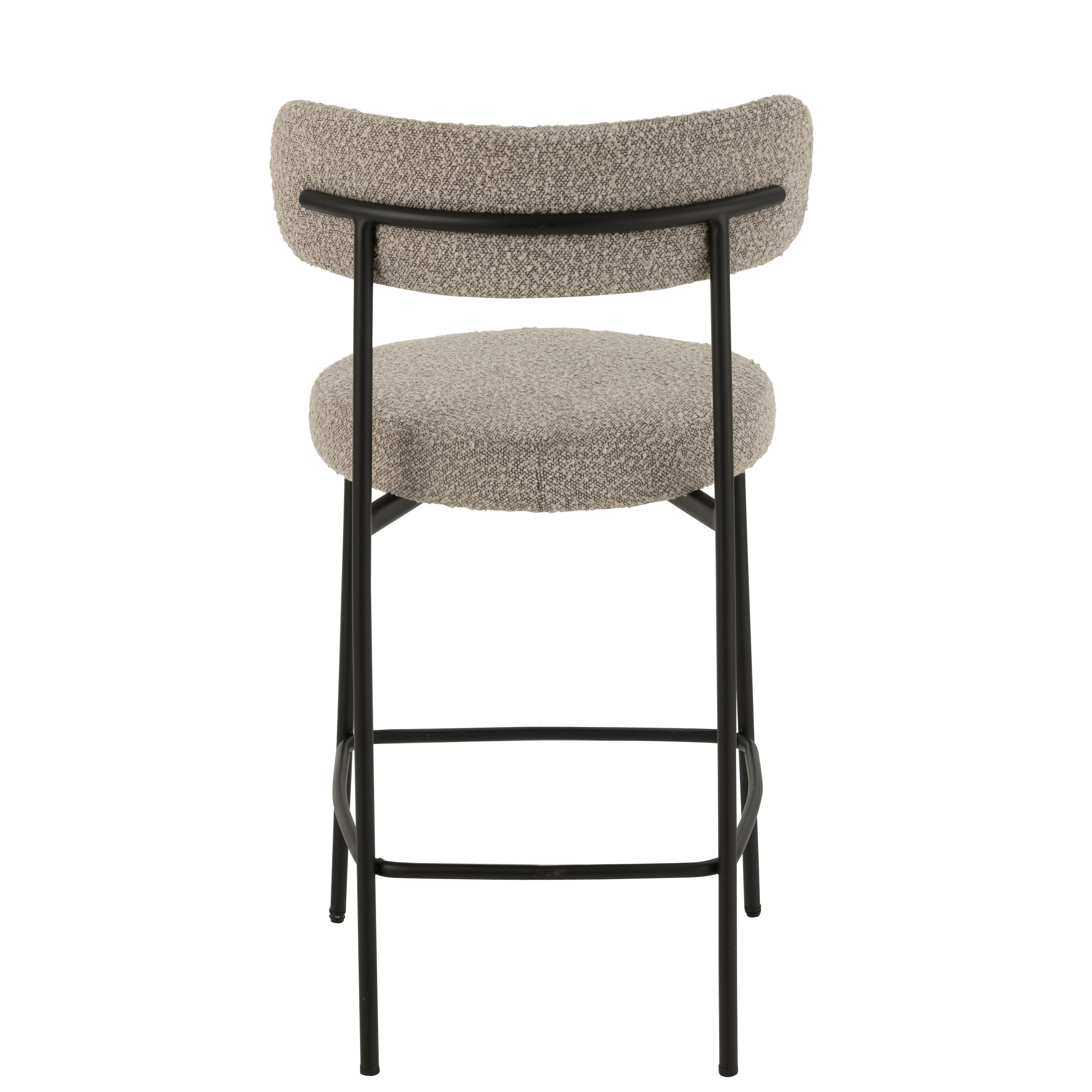Barstoel Boucle Multiplex/Polyester Grijs/Zwart - Barkruk - J-Line - livinglovely.nl