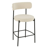 Barstoel Boucle Multiplex/Polyester Wit/Zwart - Barkruk - J-Line - livinglovely.nl