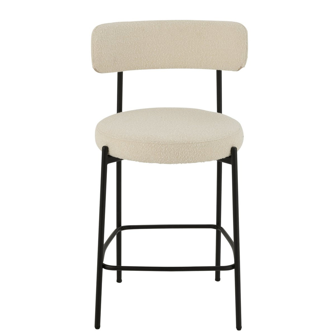 Barstoel Boucle Multiplex/Polyester Wit/Zwart - Barkruk - J-Line - livinglovely.nl