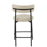 Barstoel Boucle Multiplex/Polyester Wit/Zwart - Barkruk - J-Line - livinglovely.nl