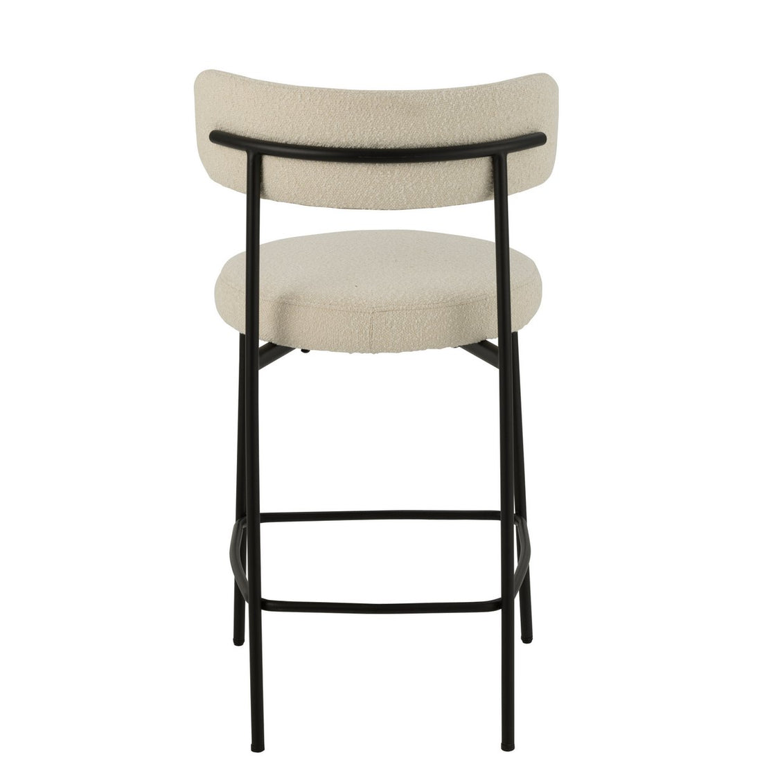 Barstoel Boucle Multiplex/Polyester Wit/Zwart - Barkruk - J-Line - livinglovely.nl