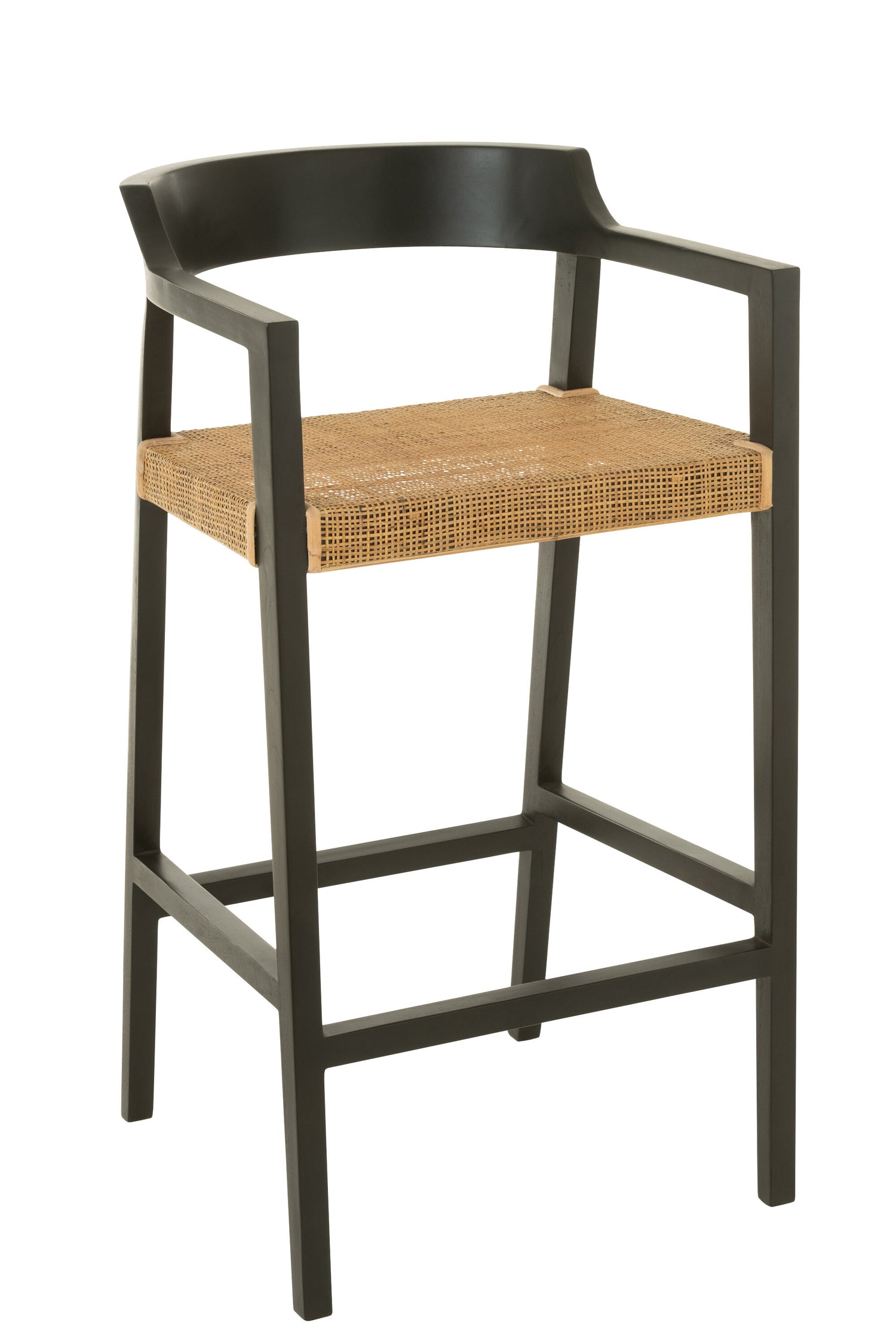 Barstoel Emma Teakhout Zwart Bruin J-Line - Barkruk - J-Line - livinglovely.nl