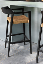 Barstoel Emma Teakhout Zwart Bruin J-Line - Barkruk - J-Line - livinglovely.nl