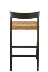 Barstoel Emma Teakhout Zwart Bruin J-Line - Barkruk - J-Line - livinglovely.nl