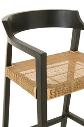 Barstoel Emma Teakhout Zwart Bruin J-Line - Barkruk - J-Line - livinglovely.nl