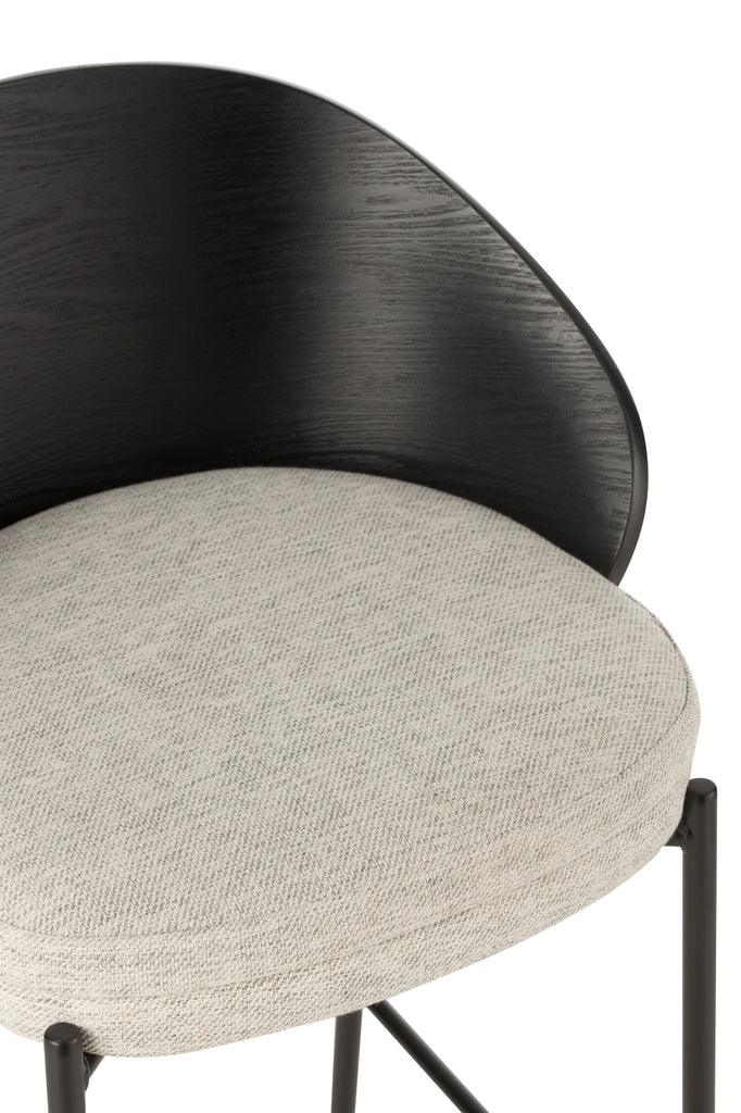 Barstoel Lone Multiplex/Metaal Zwart/Grijs - Barkruk - J-Line - livinglovely.nl