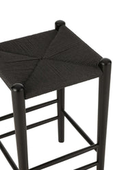 Barstoel Oriental Beukenhout/Touw Zwart - Barkruk - J-Line - livinglovely.nl