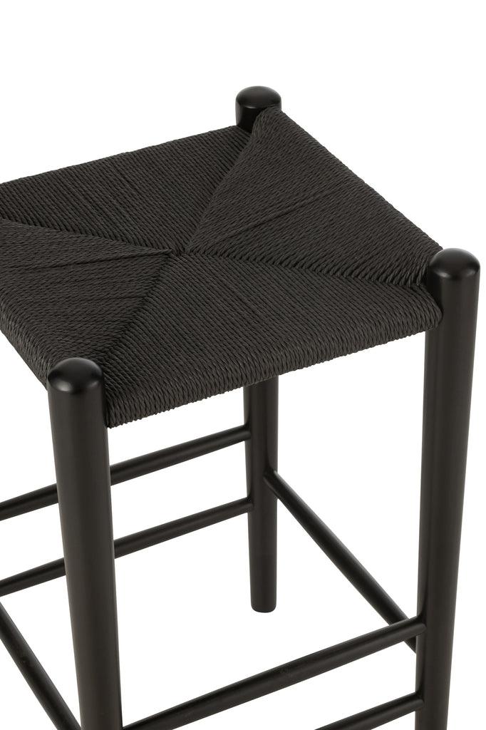 Barstoel Oriental Beukenhout/Touw Zwart - Barkruk - J-Line - livinglovely.nl