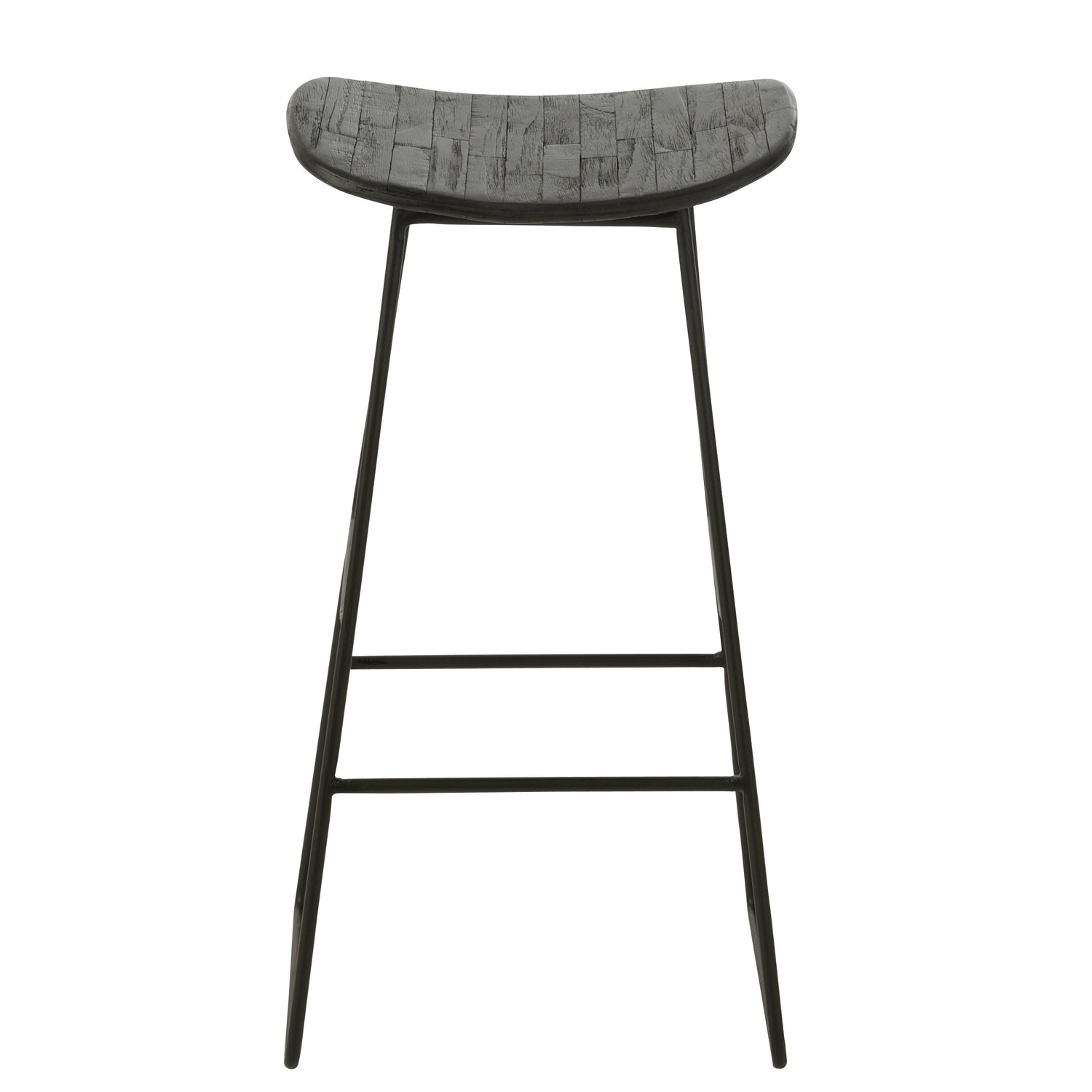 Barstoel Rechthoekig Gerecycleerd Teak Zwart Large - Barkruk - J-Line - livinglovely.nl