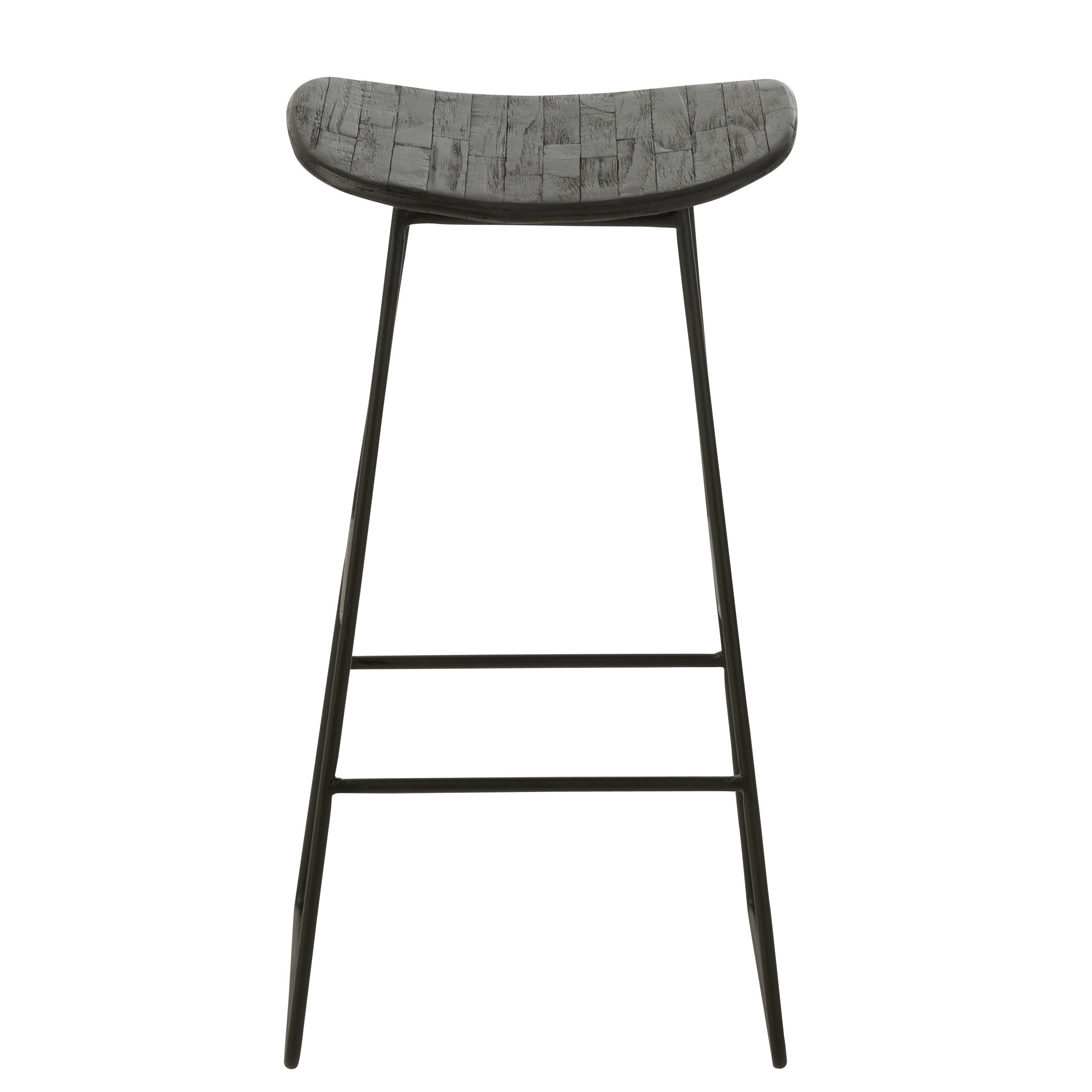 Barstoel Rechthoekig Gerecycleerd Teak Zwart Large - Barkruk - J-Line - livinglovely.nl