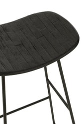 Barstoel Rechthoekig Gerecycleerd Teak Zwart Large - Barkruk - J-Line - livinglovely.nl