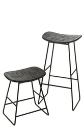 Barstoel Rechthoekig Gerecycleerd Teak Zwart Large - Barkruk - J-Line - livinglovely.nl