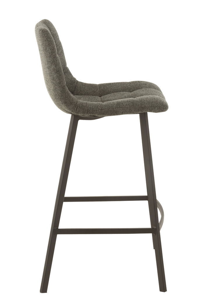 Barstoel Stephane Textiel/Metaal Donkergrijs – J-Line - Barkruk - J-Line - livinglovely.nl