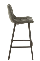 Barstoel Stephane Textiel/Metaal Donkergrijs – J-Line - Barkruk - J-Line - livinglovely.nl