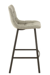 Barstoel Stephane Textiel/Metaal Grijs - J-Line - Barkruk - J-Line - livinglovely.nl