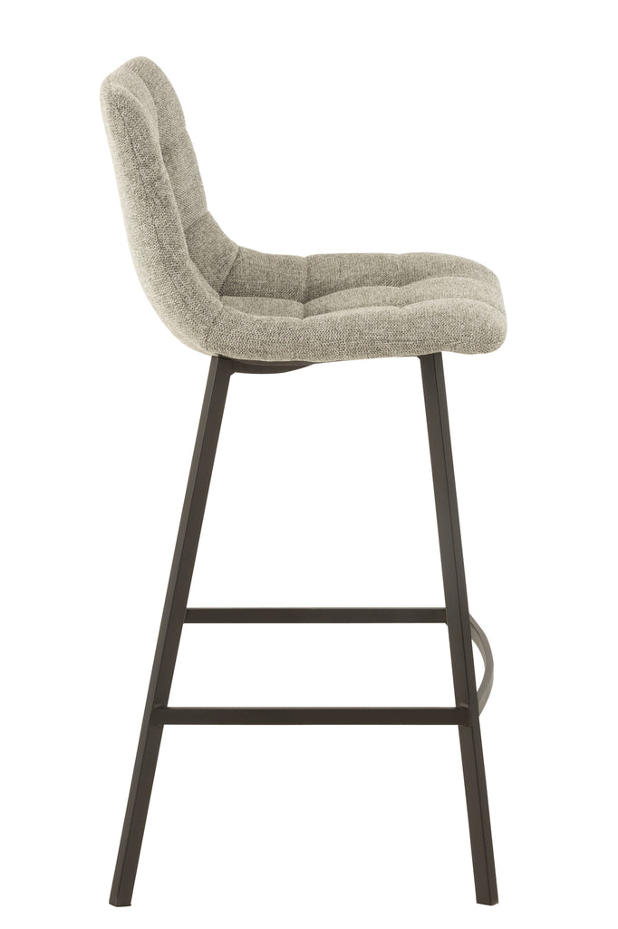 Barstoel Stephane Textiel/Metaal Grijs - J-Line - Barkruk - J-Line - livinglovely.nl