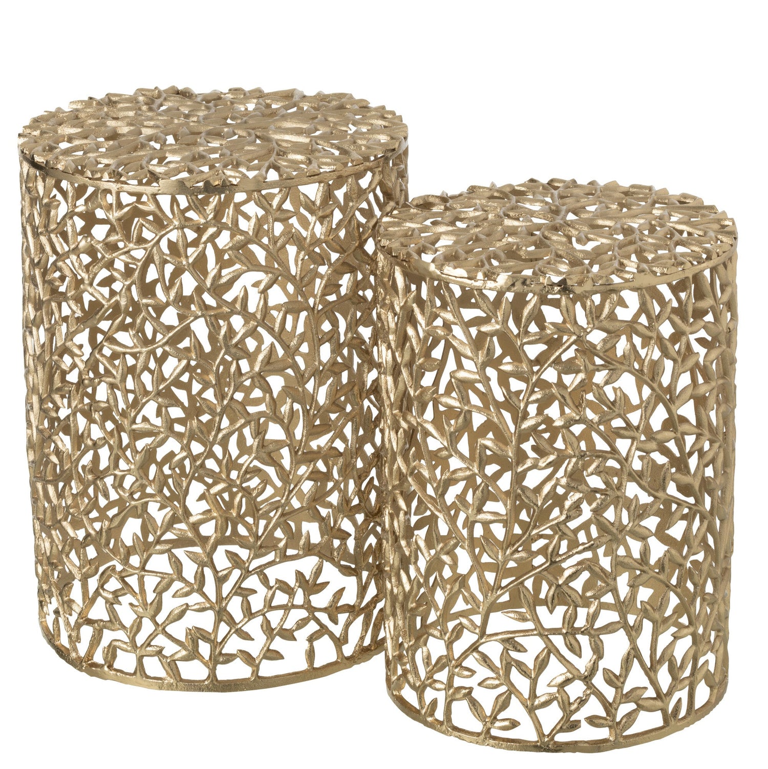Bijzettafel Aluminium Goudkleurig Set van 2 - Bijzettafel - J-Line - livinglovely.nl