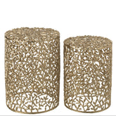 Bijzettafel Aluminium Goudkleurig Set van 2 - Bijzettafel - J-Line - livinglovely.nl