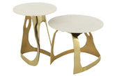 Bijzettafel Aluminium/Steen Goudkleurig/Wit Large J-Line - Bijzettafel - J-Line - livinglovely.nl