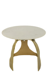 Bijzettafel Aluminium/Steen Goudkleurig/Wit Set van 2 J-Line - Bijzettafel - J-Line - livinglovely.nl
