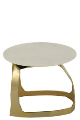 Bijzettafel Aluminium/Steen Goudkleurig/Wit Set van 2 J-Line - Bijzettafel - J-Line - livinglovely.nl