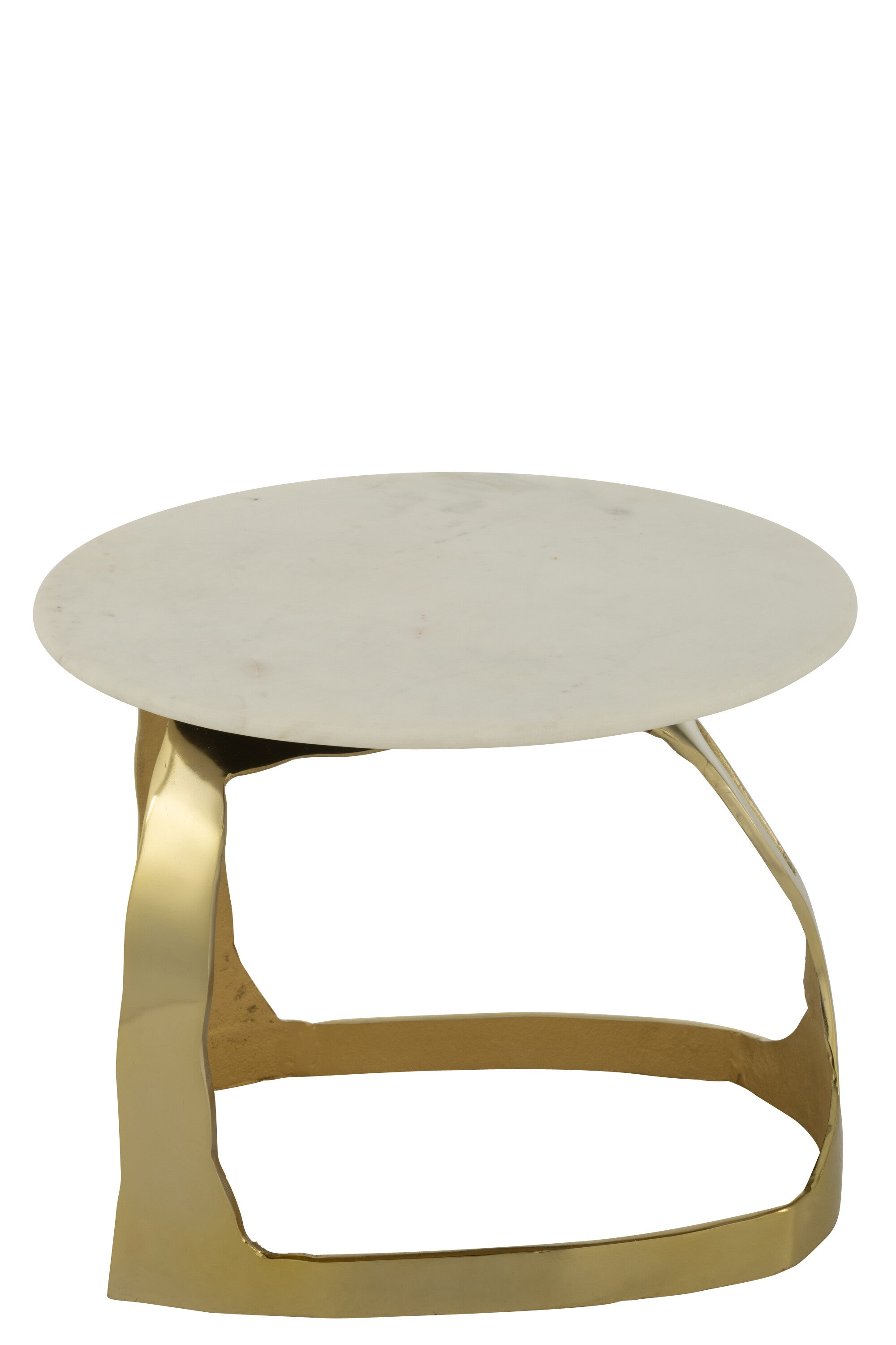 Bijzettafel Aluminium/Steen Goudkleurig/Wit Set van 2 J-Line - Bijzettafel - J-Line - livinglovely.nl