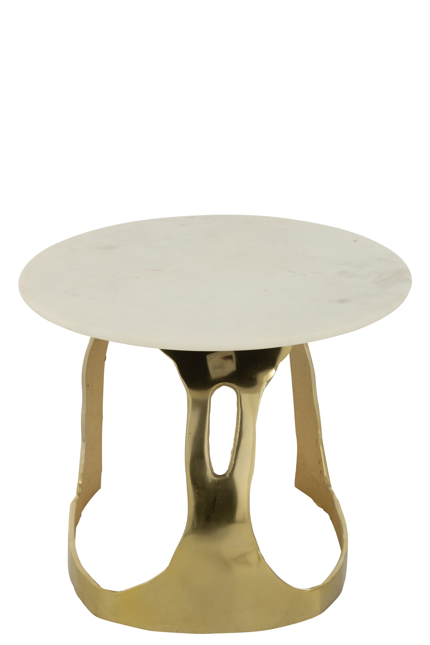 Bijzettafel Aluminium/Steen Goudkleurig/Wit Set van 2 J-Line - Bijzettafel - J-Line - livinglovely.nl