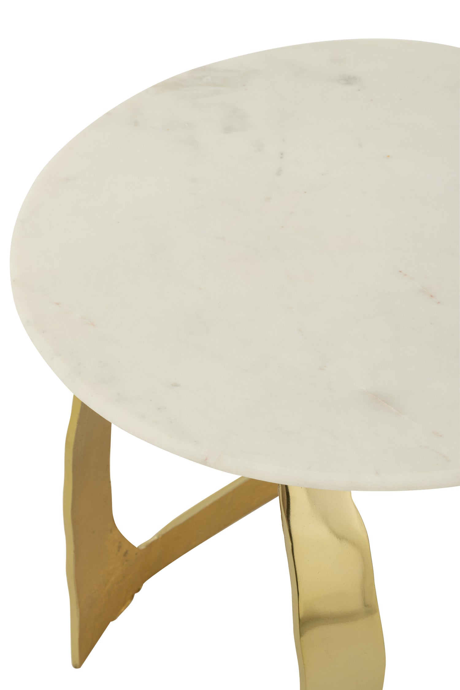 Bijzettafel Aluminium/Steen Goudkleurig/Wit Set van 2 J-Line - Bijzettafel - J-Line - livinglovely.nl
