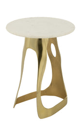Bijzettafel Aluminium/Steen Goudkleurig/Wit Set van 2 J-Line - Bijzettafel - J-Line - livinglovely.nl
