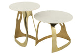 Bijzettafel Aluminium/Steen Goudkleurig/Wit Small J-Line - Bijzettafel - J-Line - livinglovely.nl