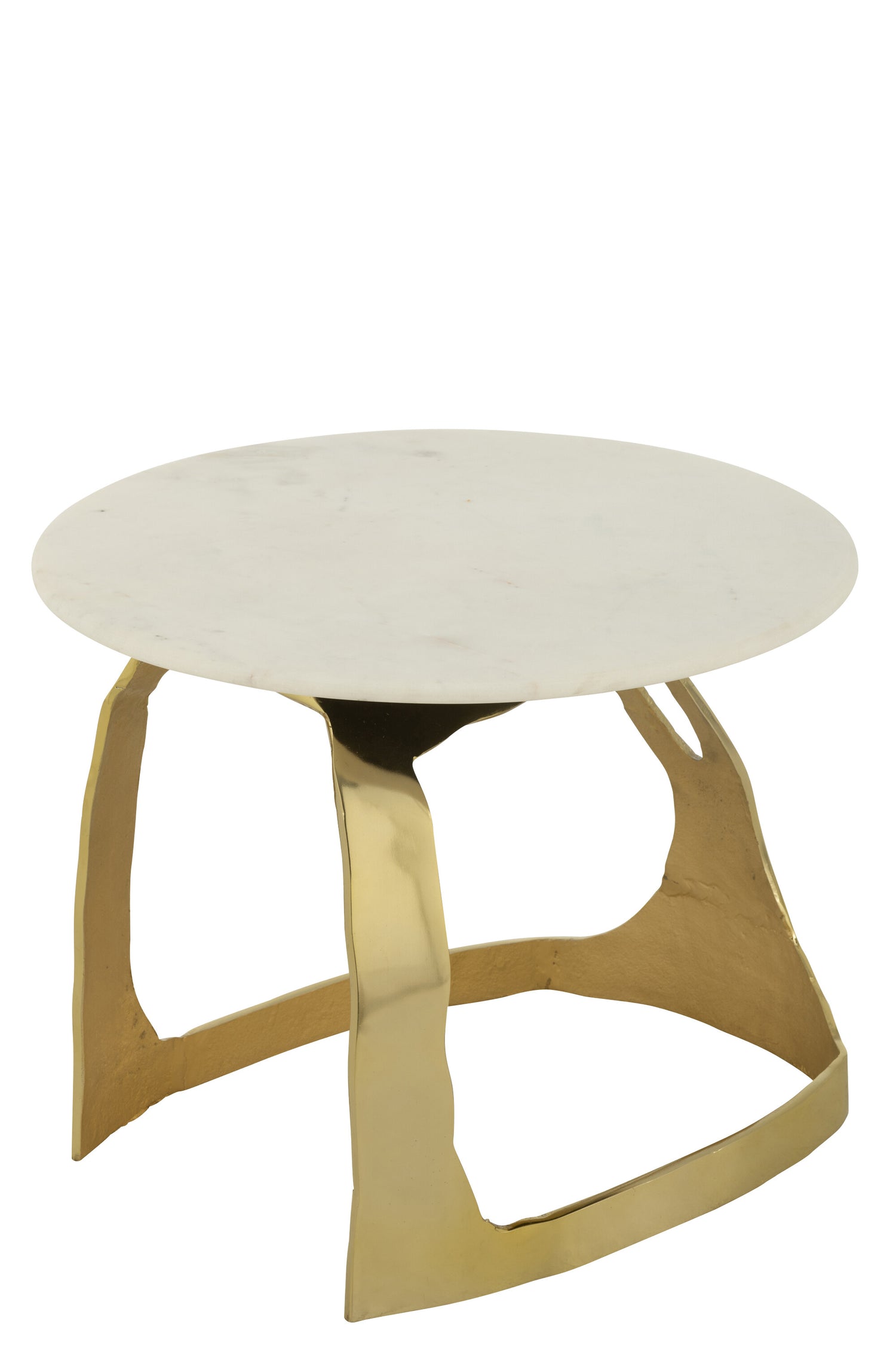 Bijzettafel Aluminium/Steen Goudkleurig/Wit Small J-Line - Bijzettafel - J-Line - livinglovely.nl