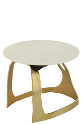 Bijzettafel Aluminium/Steen Goudkleurig/Wit Small J-Line - Bijzettafel - J-Line - livinglovely.nl