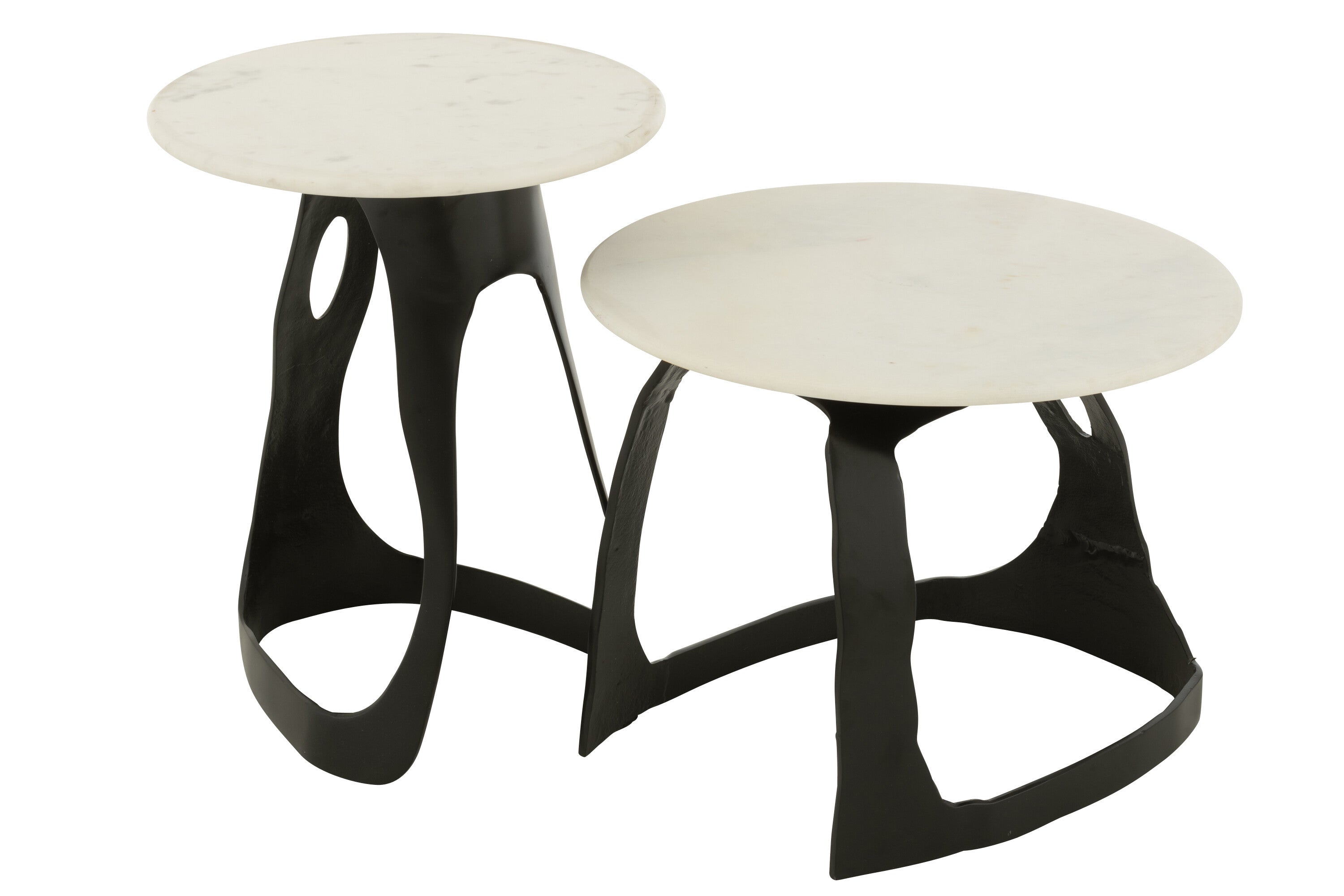 Bijzettafel Aluminium/Steen Zwart/Wit Small J-Line - Bijzettafel - J-Line - livinglovely.nl