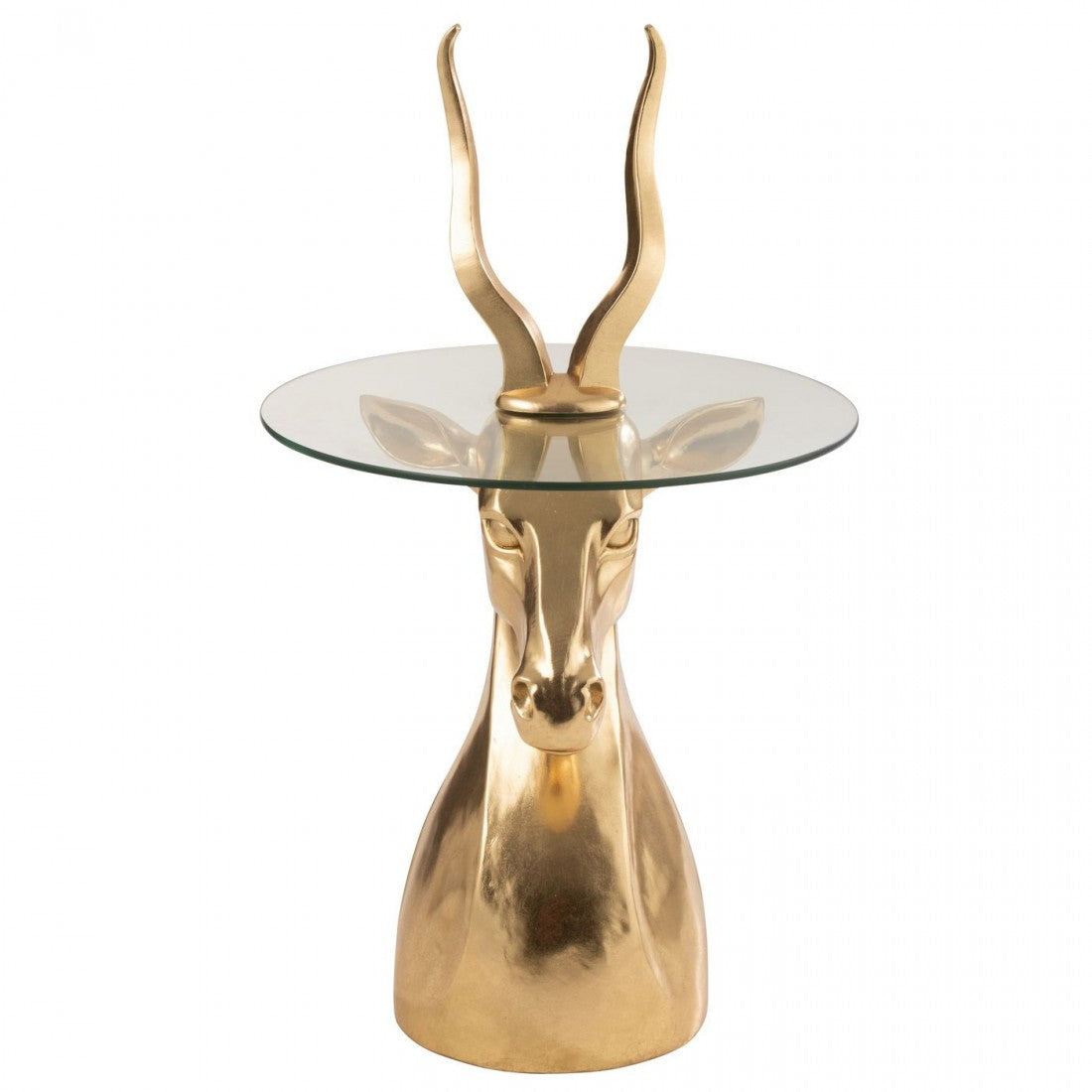 Bijzettafel Antilope Resin/Glas Goud - Bijzettafel - J-Line - livinglovely.nl