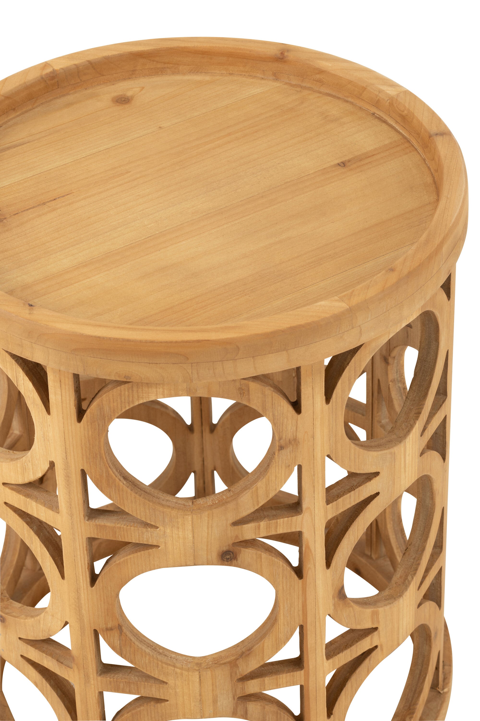 Bijzettafel Gekerfd Sparhout/Mdf Naturel - Bijzettafel - J-Line - livinglovely.nl