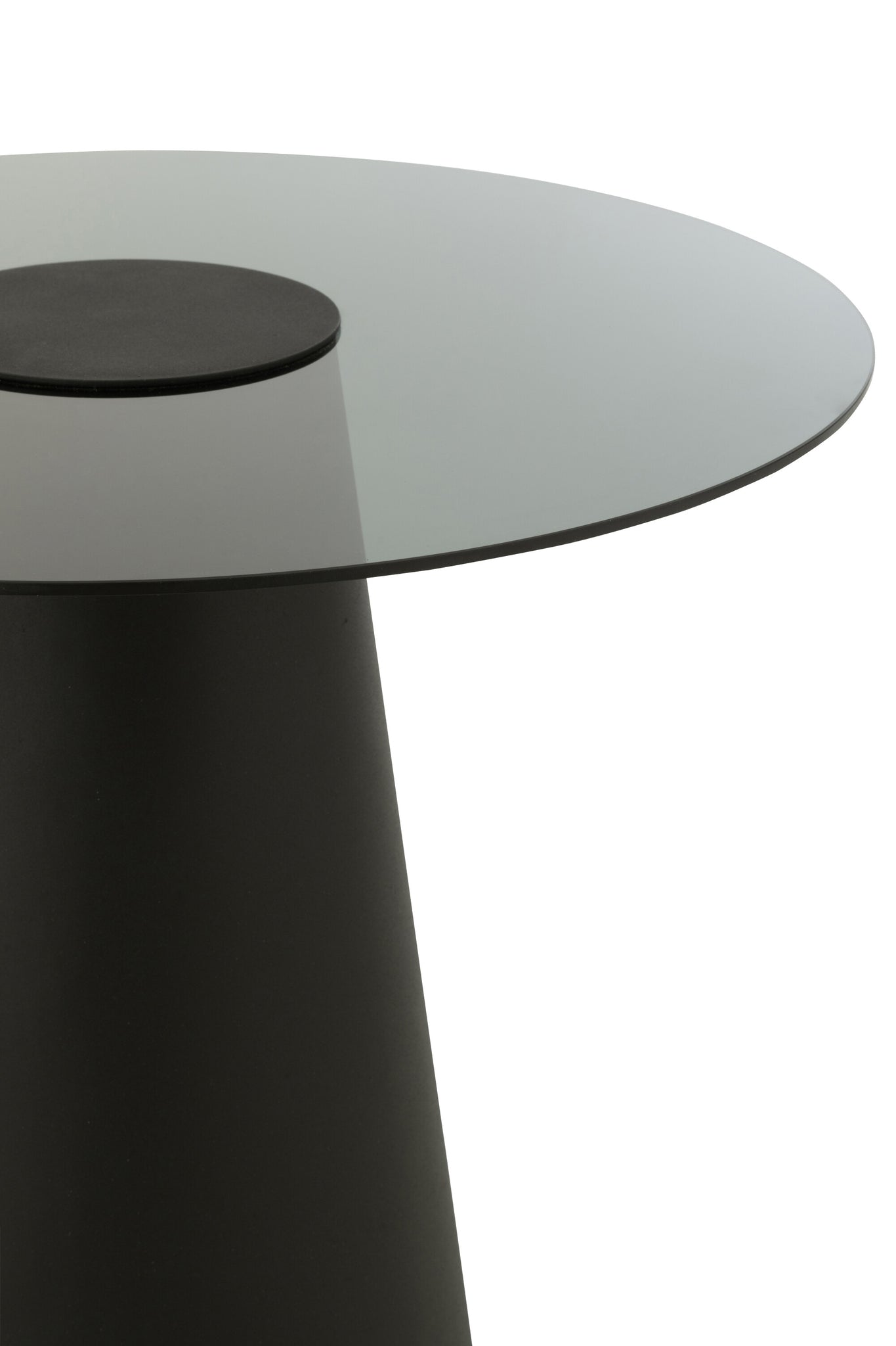 Bijzettafel Glas Flat Cap Kegel Metaal Zwart j-Line - Bijzettafel - J-Line - livinglovely.nl