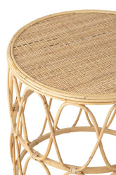 Bijzettafel Golf Patroon Rotan Naturel Set van 2 - Bijzettafel - J-Line - livinglovely.nl