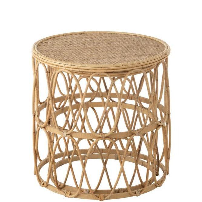 Bijzettafel Golf Patroon Rotan Naturel Set van 2 - Bijzettafel - J-Line - livinglovely.nl