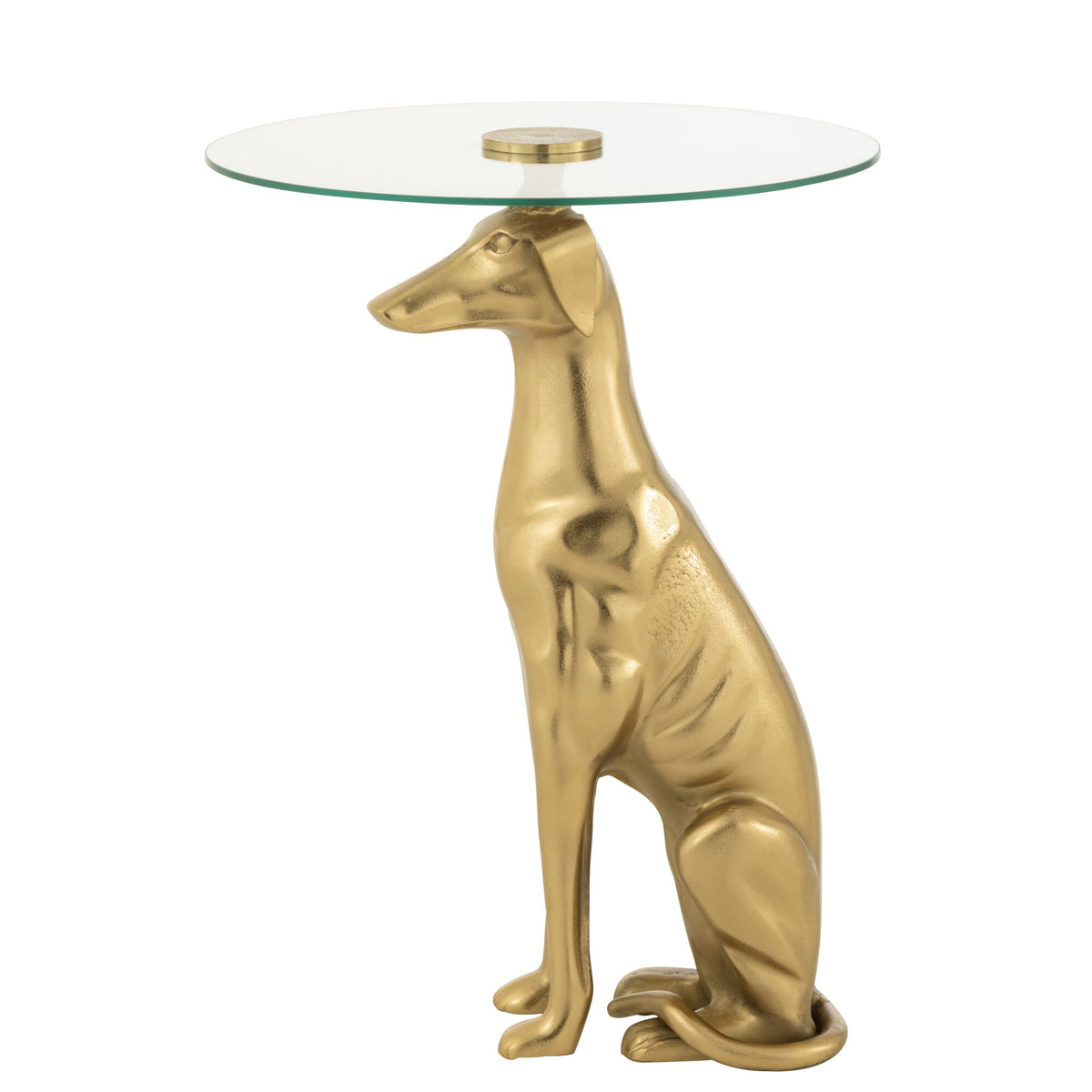 Bijzettafel Hond Aluminium/Glas Goud J-Line
