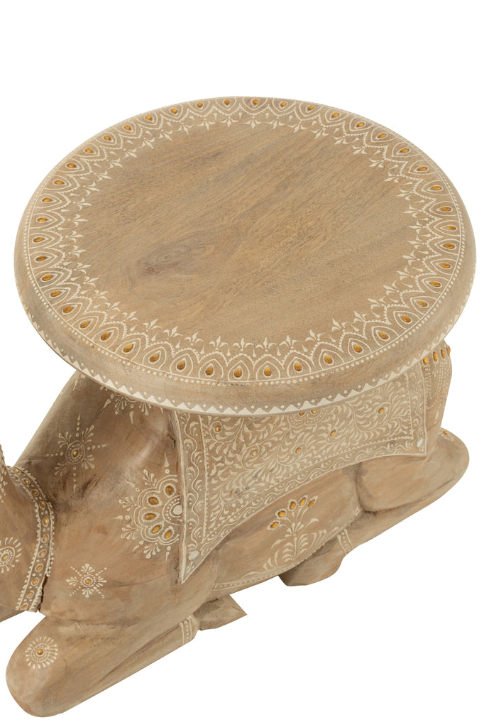 Bijzettafel Kameel Mango Hout Naturel/Wit - Bijzettafel - J-Line - livinglovely.nl