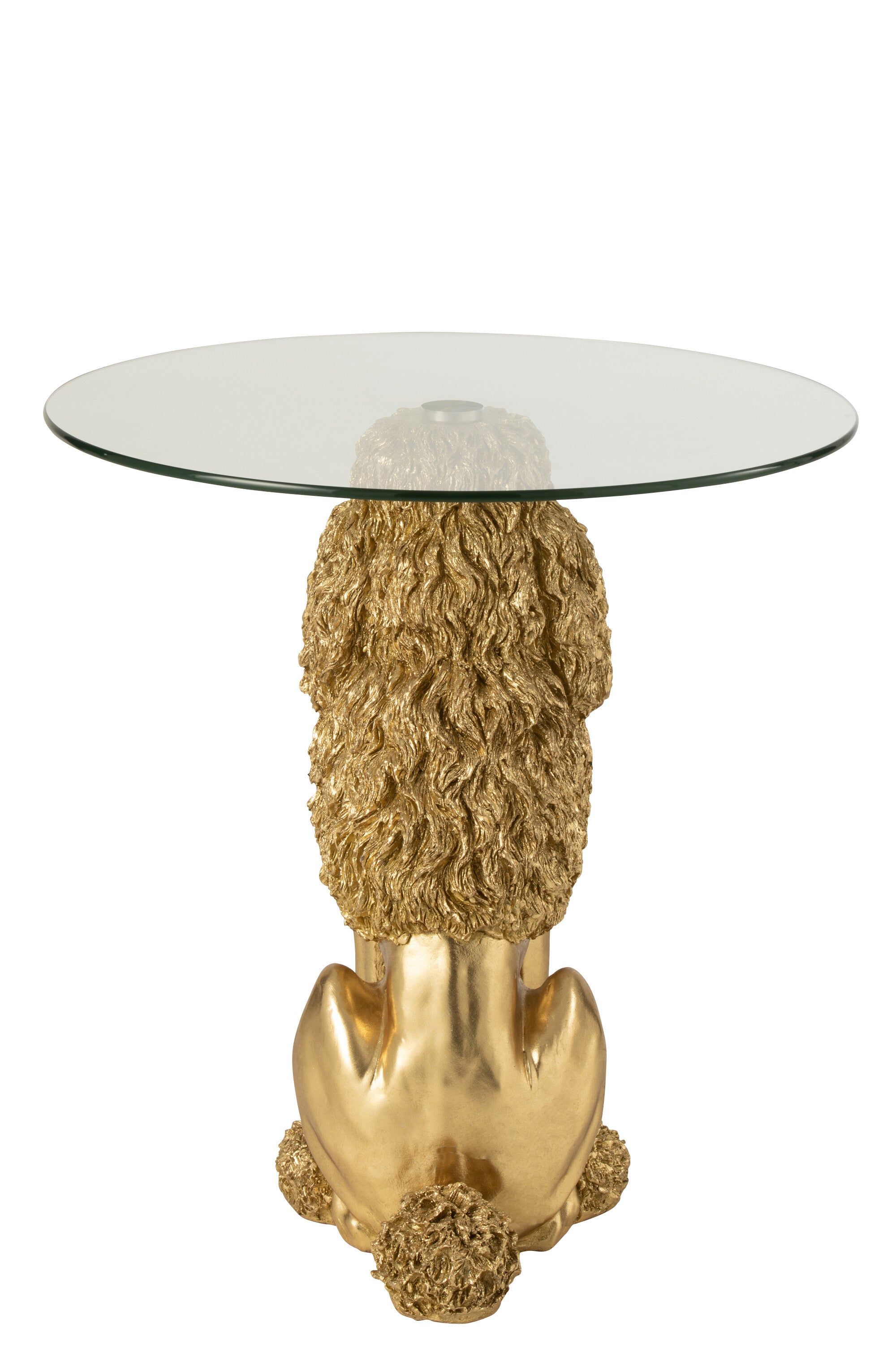 Bijzettafel Poedel Rond Polyresin Goudkleurig - Bijzettafel - J-Line - livinglovely.nl