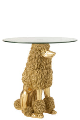 Bijzettafel Poedel Rond Polyresin Goudkleurig - Bijzettafel - J-Line - livinglovely.nl