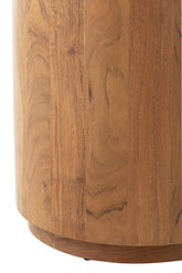 Bijzettafel Rond Acacia Hout/Mdf Naturel - Bijzettafel - J-Line - livinglovely.nl